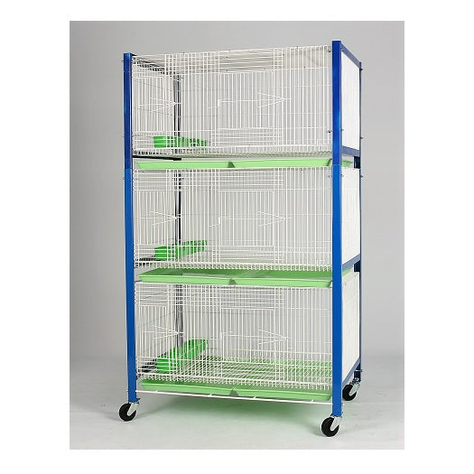 Crown 3-Tier Wheeled Pigeon Breeding Cage with Divider Compartments