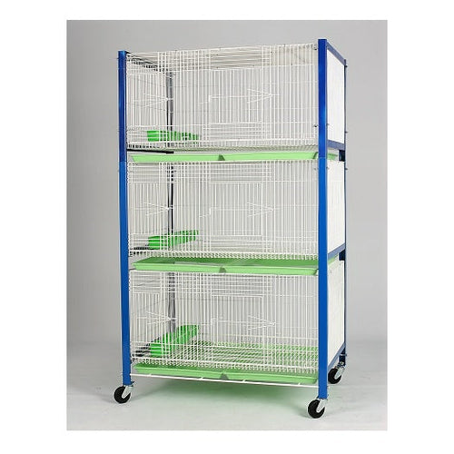 Crown 3-Tier Wheeled Pigeon Breeding Cage with Divider Compartments