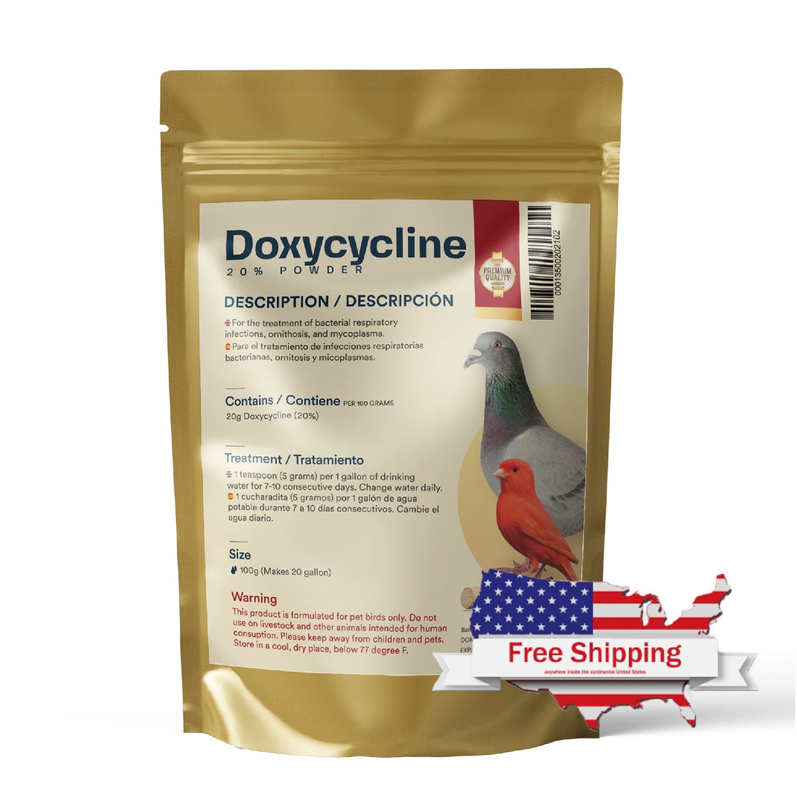 GenerX Doxycycline 20% Powder Treatment for Bird Respiratory Ornithosis 100g