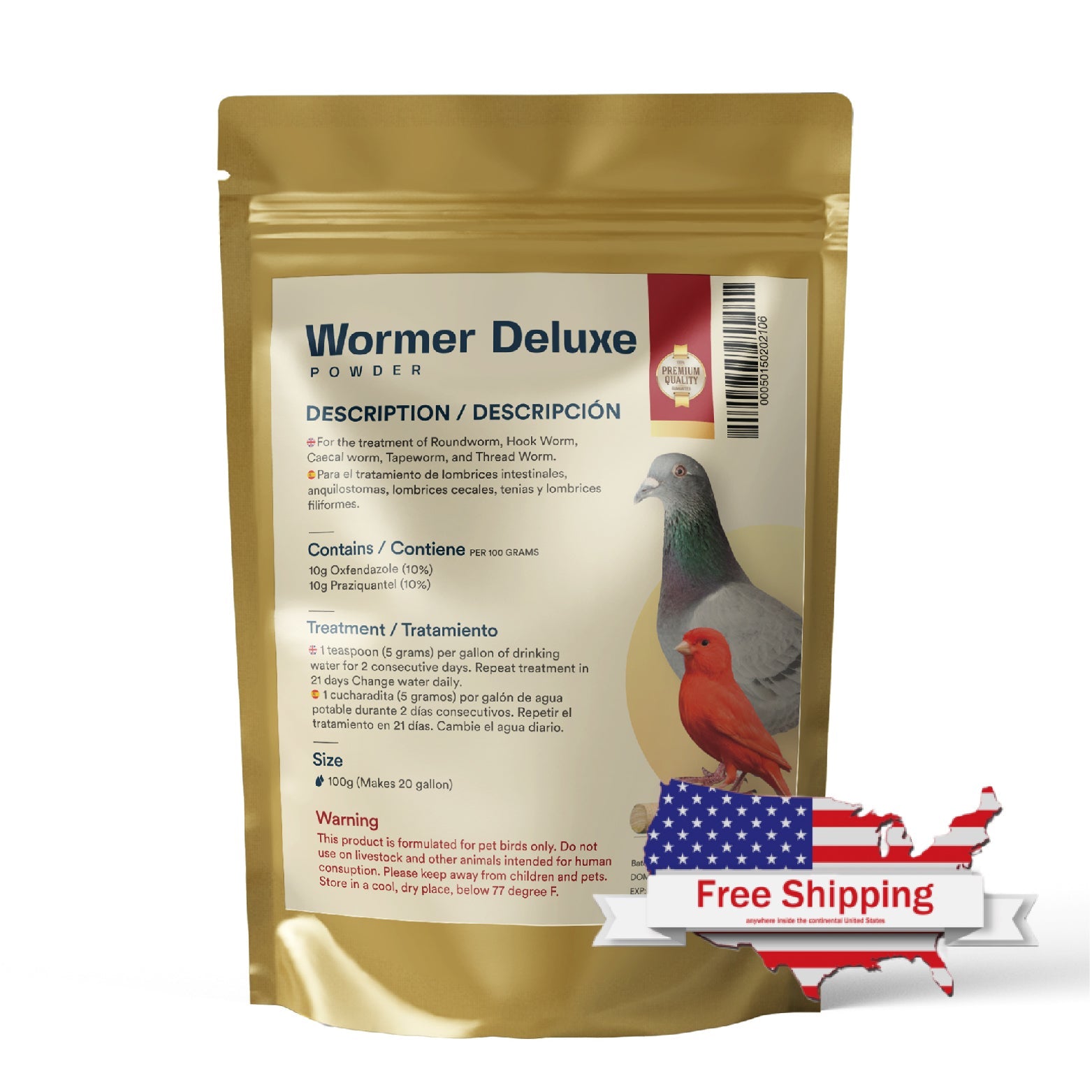 GenerX Wormer Deluxe Powder for Pigeons Chickens and Cage Birds