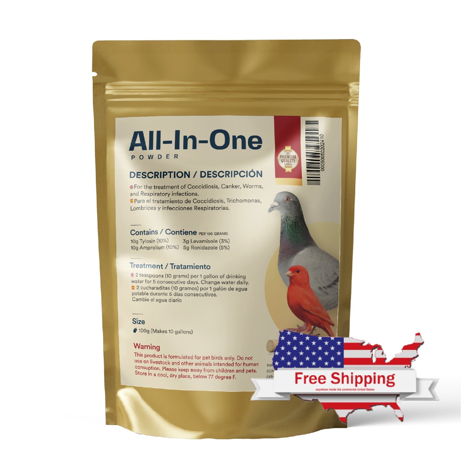 GenerX All-In-One Bird Powder for Canker Respiratory Coccidiosis and Worms