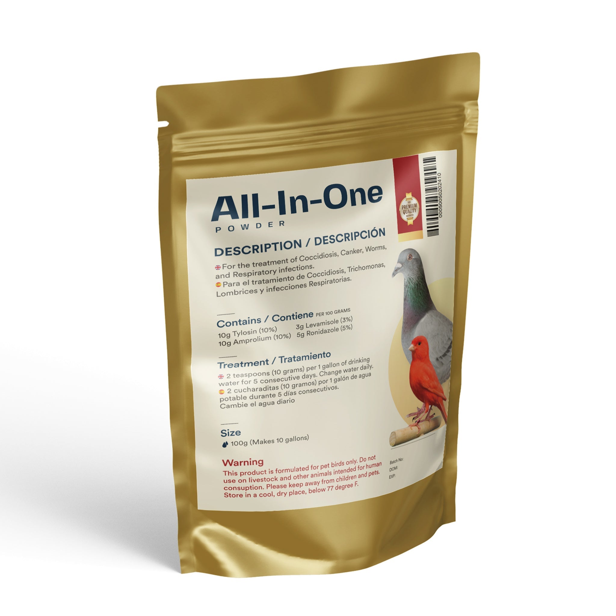 GenerX All-In-One Bird Powder for Canker Respiratory Coccidiosis and Worms