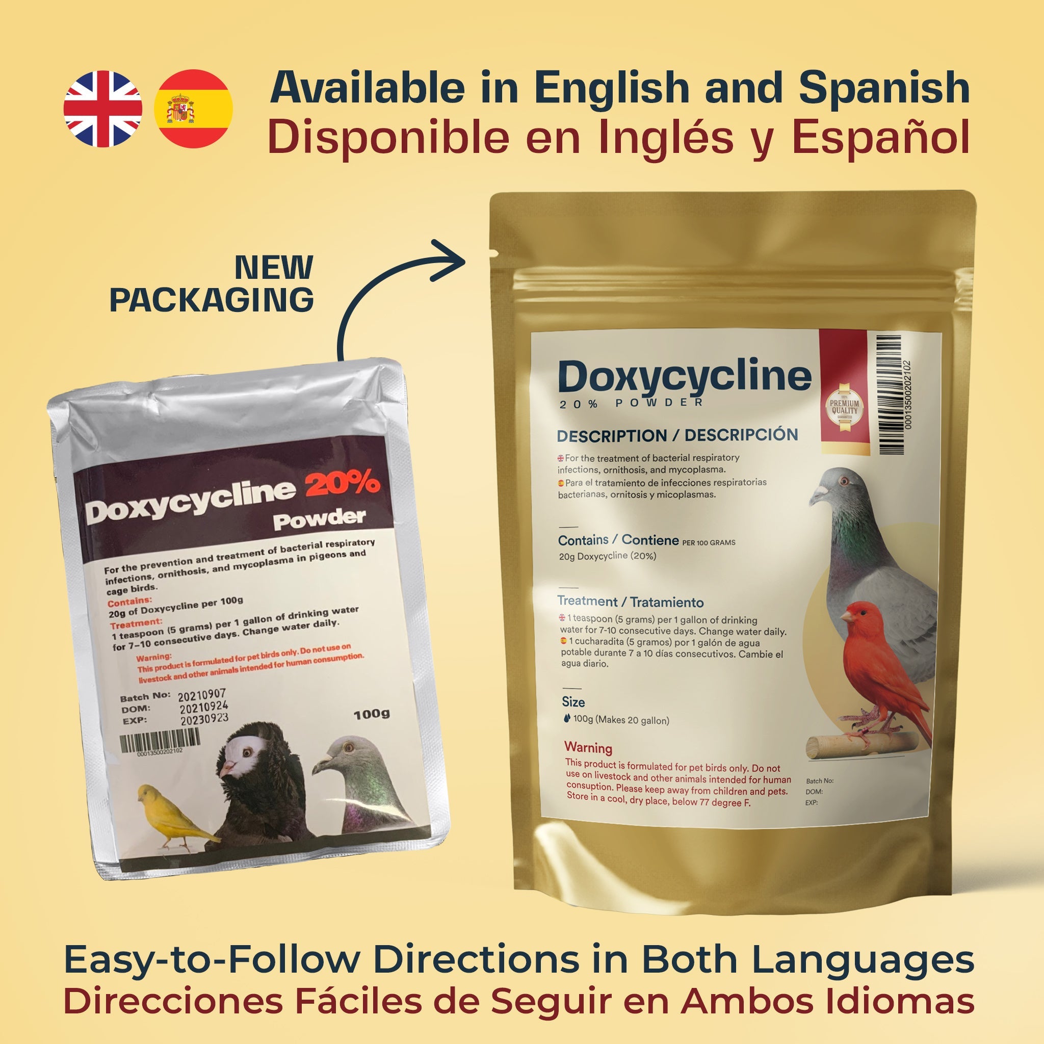 GenerX Doxycycline 20% Powder Treatment for Bird Respiratory Ornithosis 100g