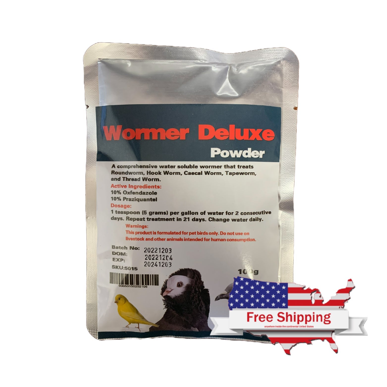 GenerX Wormer Deluxe Powder for Pigeons Chickens and Cage Birds